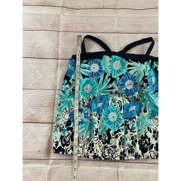 Maxine Of Hollywood Women's Blue Floral Tankini Top - 12 - Picture 3 of 11